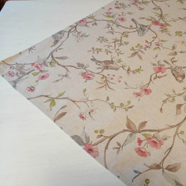 Mitteldecke 80x80 cm Leinen mit Vogelmotiv