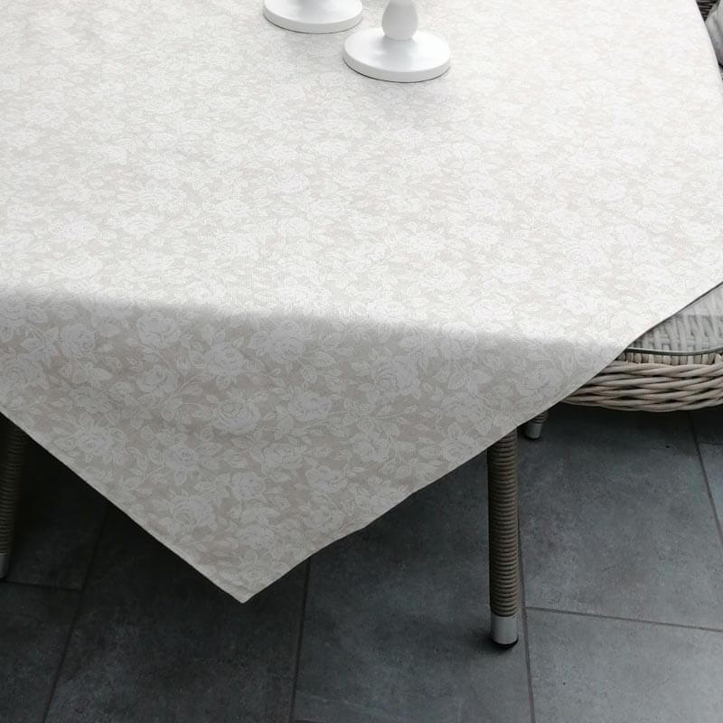 Tischdecke Beige mit Rosen - abwaschbar