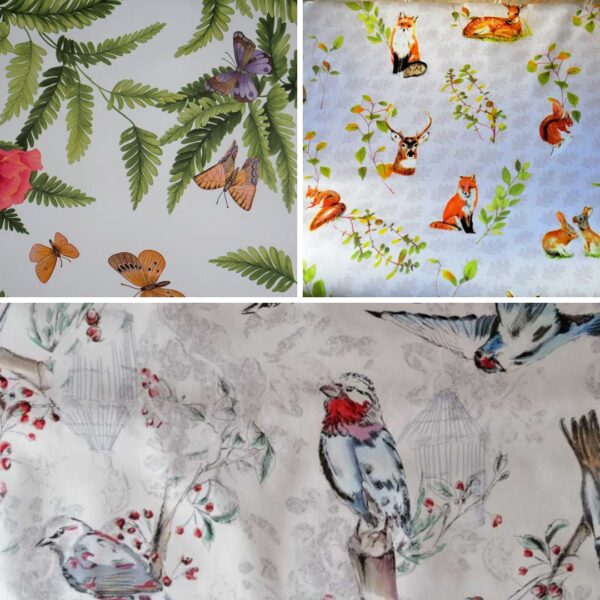 Wachstuch Tischdecke Schmetterlinge, Vögel, Tiere