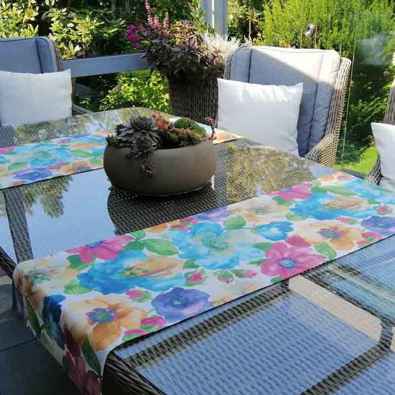 Tischläufer Bunte Blumen (beschichtet)