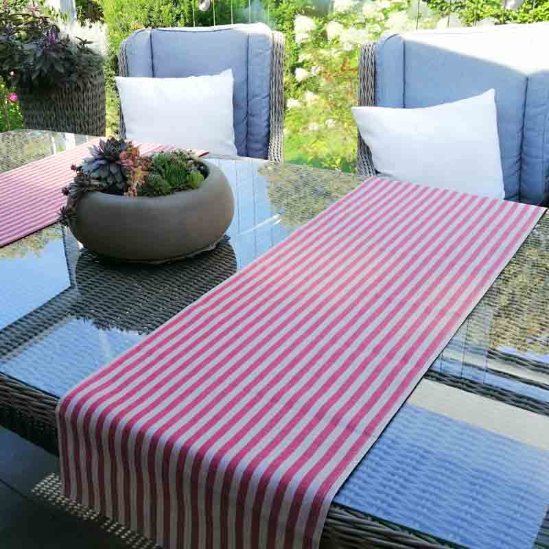 Tischläufer rot gestreift (beschichtete Baumwolle) | Mit Liebe dekoriert