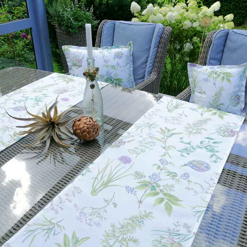 Tischläufer weiß & Artischocken (beschichtet) | Mit Liebe dekoriert
