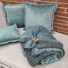 Hochwertige Kuscheldecke und Kuschelkissen grün